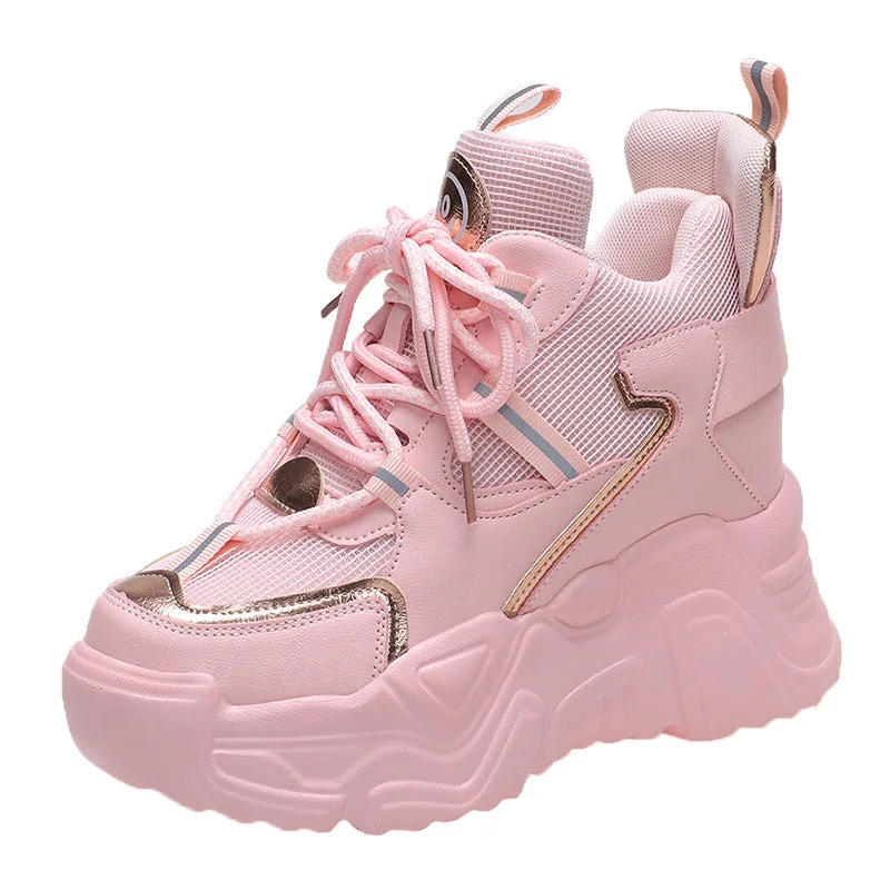Women's Sports Shoes New Fashion Breathable Mesh Women Shoes Thick-Soled Increased Solid Color Sneakers Korean Style - Image 17