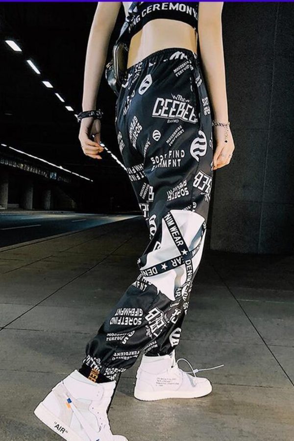 Spring Unisex Black BF Harajuku Reflective Pants Plus Size 3XL Hip Hop Street Dance Cargo Pants Women Ribbon Casual Harem Pants - Takalr