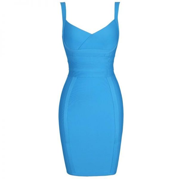 Ocstrade Vestidos Bandage 2020 New Arrivals Aqua Blue Spaghetti Strap Summer Sexy Women Bandage Dress Bodycon Clubwear Party - Takalr