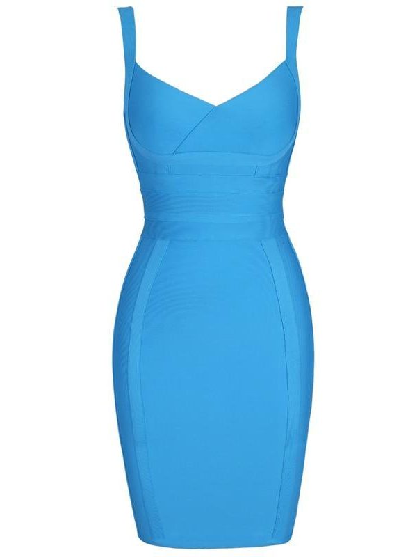 Ocstrade Vestidos Bandage 2020 New Arrivals Aqua Blue Spaghetti Strap Summer Sexy Women Bandage Dress Bodycon Clubwear Party - Takalr