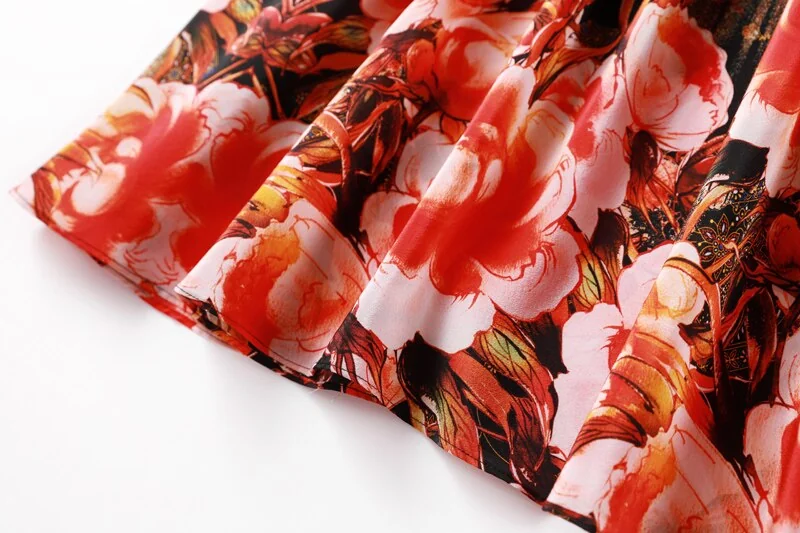 100% Natural Silk Women's Runway Dresses V Neck 3/4 Sleeves Printed Elastic Waist Elegant Summer Dresses - Image 11
