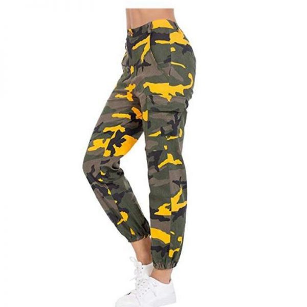 Printed Camouflage Loose Denim Casual Harem Pants Women’s Joggers High Waisted Slim Cargo Pants with Pockets Women Denim Jeans - Takalr