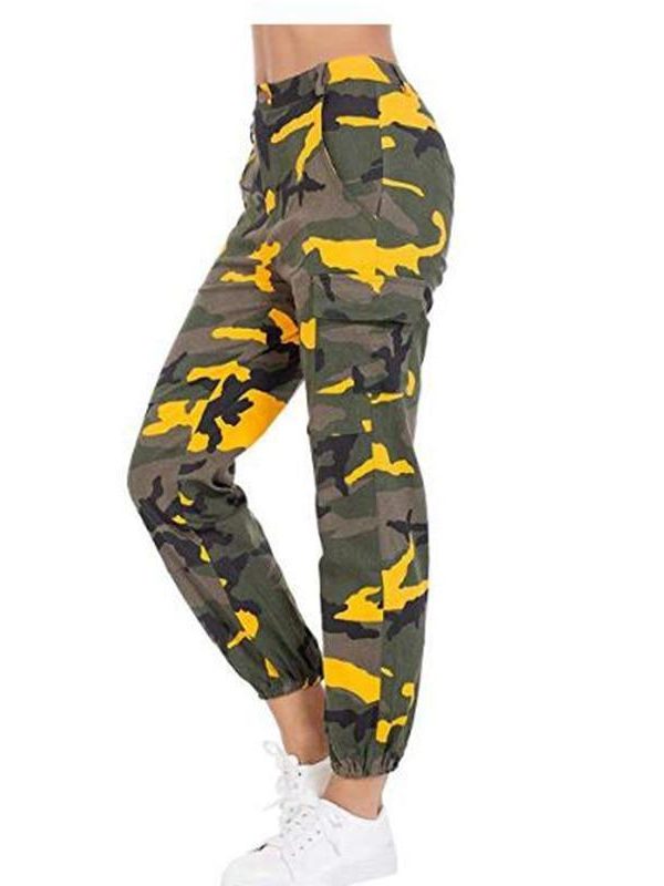 Printed Camouflage Loose Denim Casual Harem Pants Women’s Joggers High Waisted Slim Cargo Pants with Pockets Women Denim Jeans - Takalr