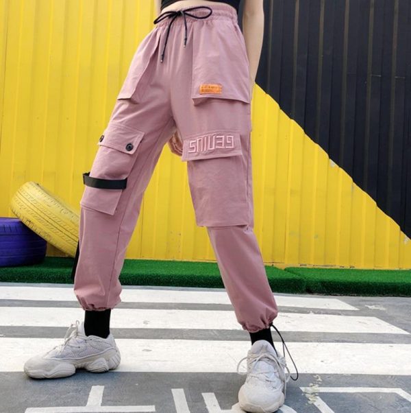 Autumn Streetwear women's pants embroidery Casual Cargo Pants Women Joggers Solid Big Pocket Pants High Waist Loose Female Pants - Takalr