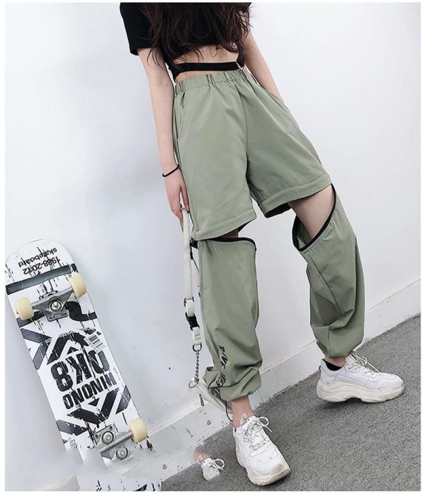 Spring Women Overalls Cargo Pants Unisex Hip Hop Ankle-Length Loose Pants Harajuku Plus Size Zipper knee High waist Haren Pants - Takalr