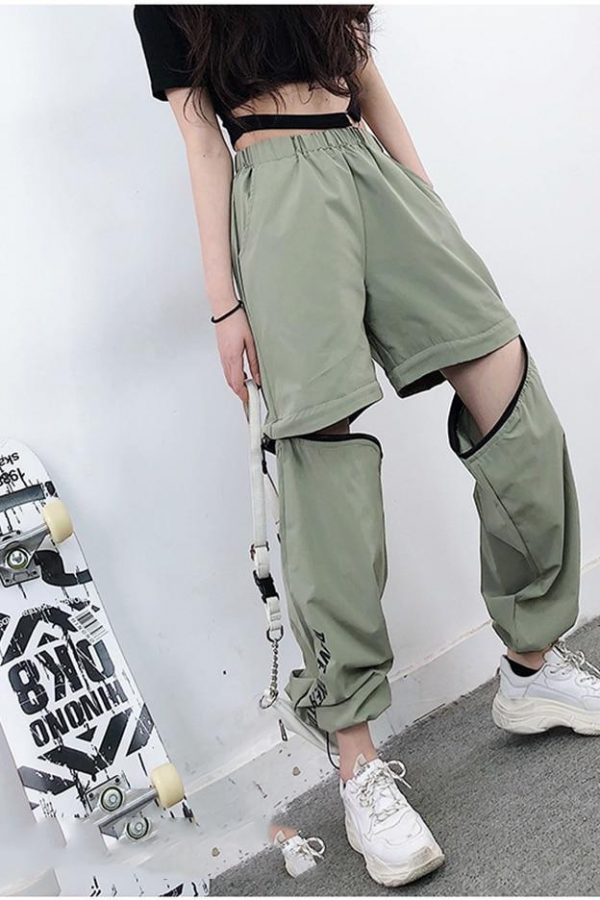 Spring Women Overalls Cargo Pants Unisex Hip Hop Ankle-Length Loose Pants Harajuku Plus Size Zipper knee High waist Haren Pants - Takalr