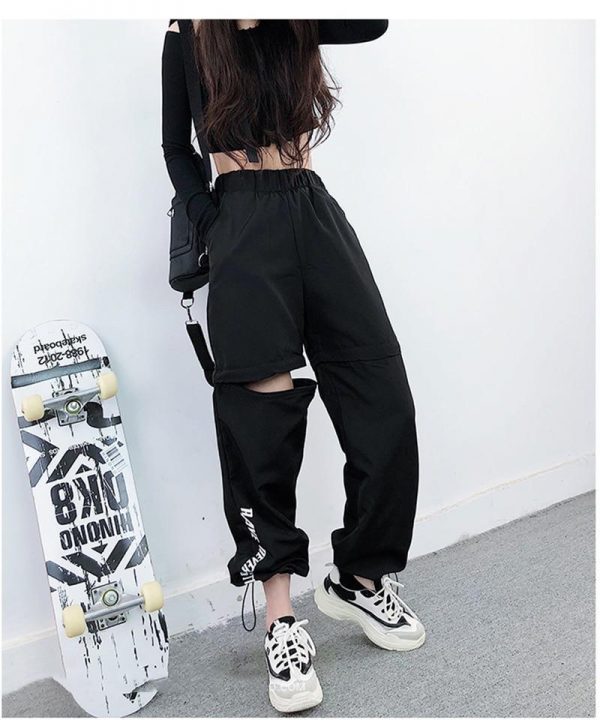 Spring Women Overalls Cargo Pants Unisex Hip Hop Ankle-Length Loose Pants Harajuku Plus Size Zipper knee High waist Haren Pants - Takalr