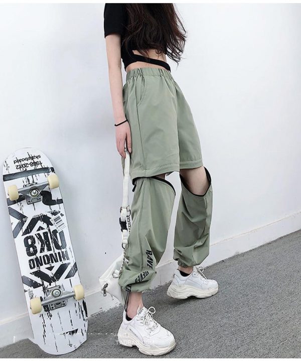 Spring Women Overalls Cargo Pants Unisex Hip Hop Ankle-Length Loose Pants Harajuku Plus Size Zipper knee High waist Haren Pants - Takalr