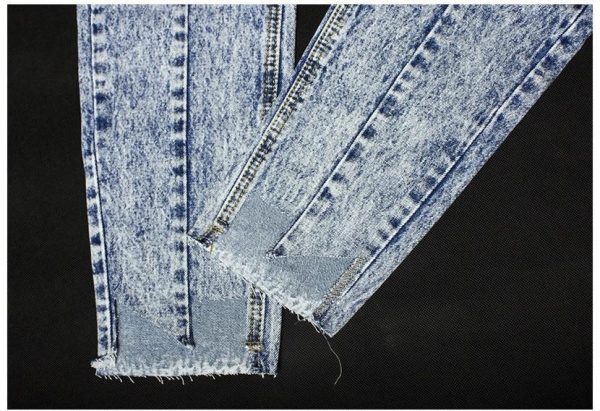 Vintage Boyfriend Jeans Patchwork Denim Snowflake Irregular Trousers - Takalr