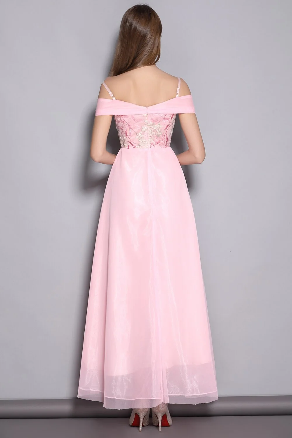 Women's Spaghetti Straps Sexy Off the Shoulder Elegant Party Prom Long Runway Dresses - Image 6