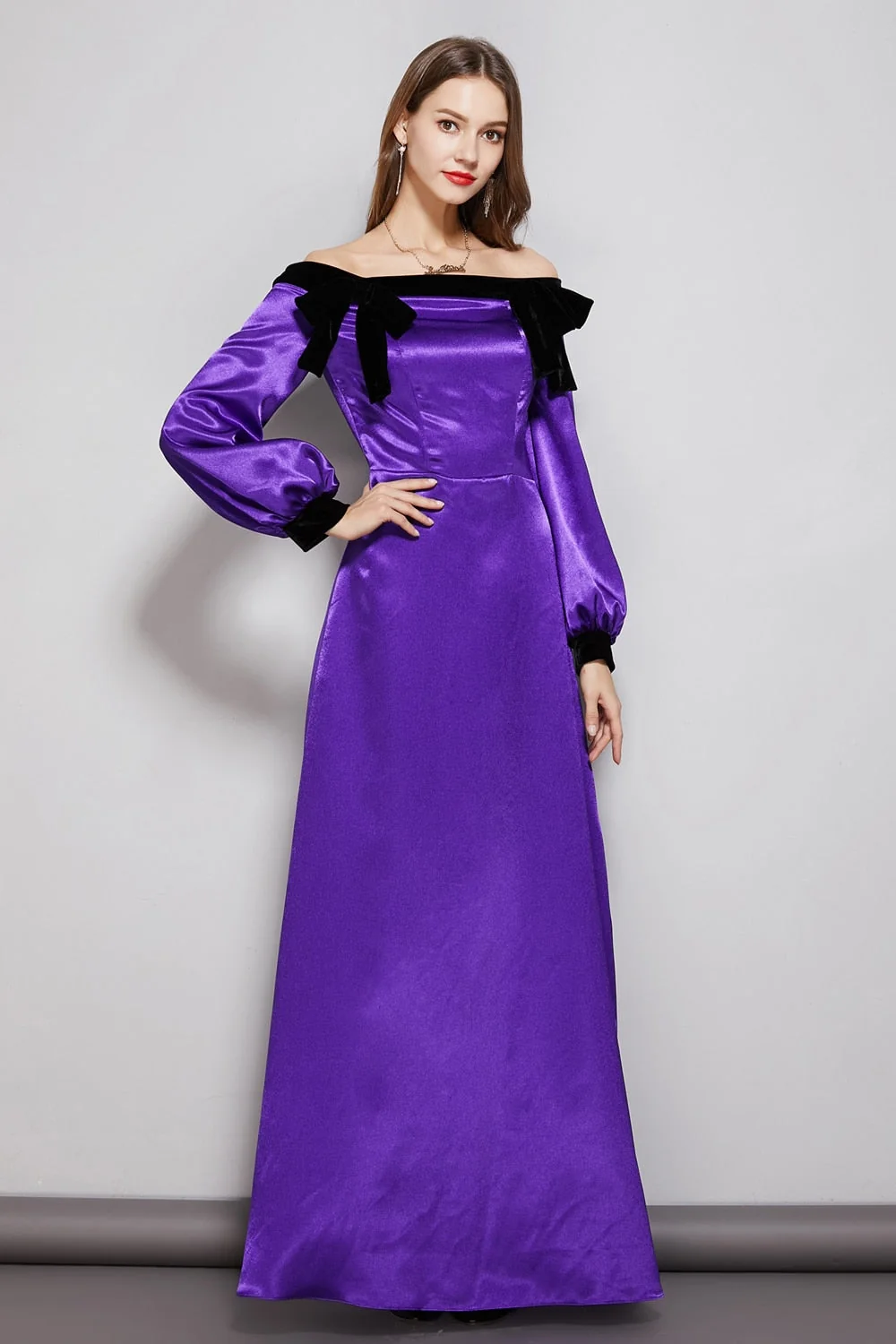 Women's Party Prom Dresses Slash Neckline Long Sleeves Bow Detailing Elegant Maxi Designer Fashion Dresses - Image 6