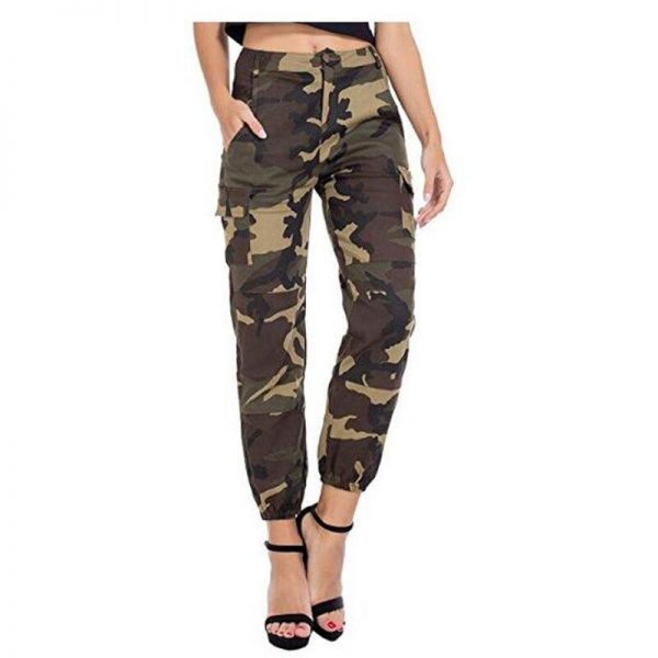 Printed Camouflage Loose Denim Casual Harem Pants Women’s Joggers High Waisted Slim Cargo Pants with Pockets Women Denim Jeans - Takalr