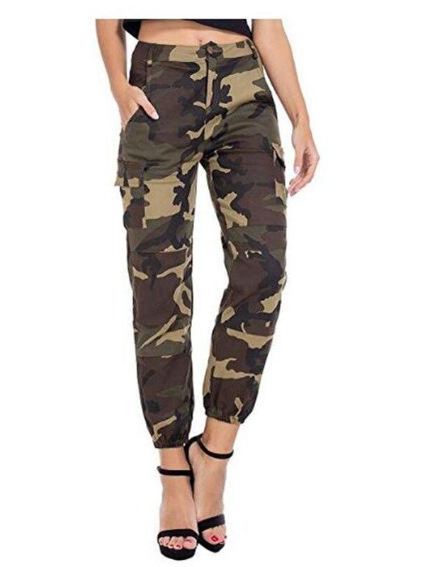 Printed Camouflage Loose Denim Casual Harem Pants Women’s Joggers High Waisted Slim Cargo Pants with Pockets Women Denim Jeans - Takalr