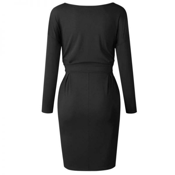 2020 Autumn Midi Party Dress Women Loose Plus Size Dress Female Sexy Casual Knee Length Long Sleeve Dress Ladies With Blet - Takalr