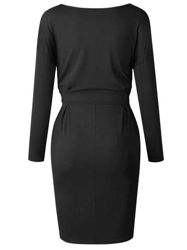 2020 Autumn Midi Party Dress Women Loose Plus Size Dress Female Sexy Casual Knee Length Long Sleeve Dress Ladies With Blet - Takalr