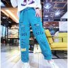 Letter Spliced Women Jeans Holes Pants Loose Candy Color Denim women's pants Autumn Harajuku BF Female Joggers - Takalr