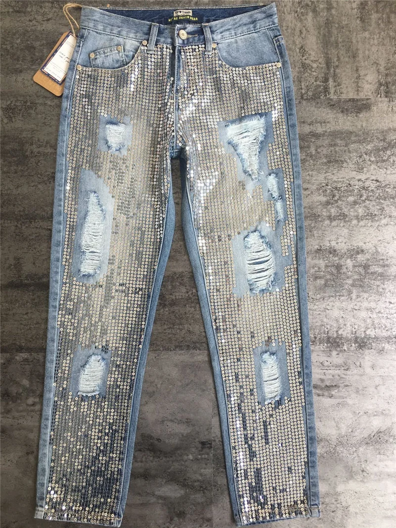 Ripped Jeans for Women Vintage Straight Jeans Woman Denim Pants Light Blue - Image 7