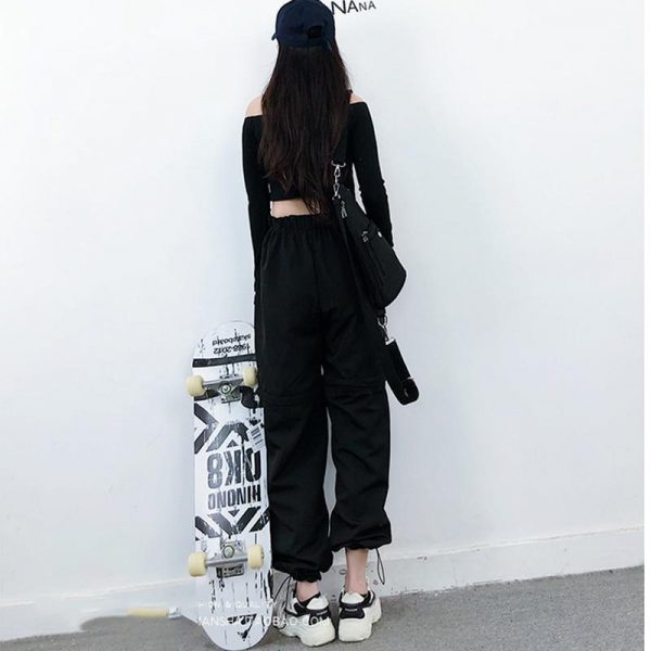 Spring Women Overalls Cargo Pants Unisex Hip Hop Ankle-Length Loose Pants Harajuku Plus Size Zipper knee High waist Haren Pants - Takalr