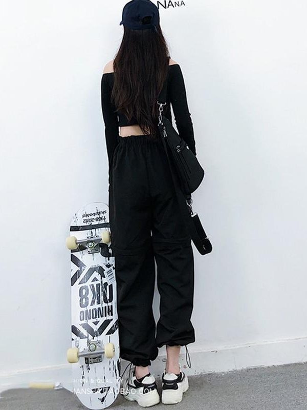 Spring Women Overalls Cargo Pants Unisex Hip Hop Ankle-Length Loose Pants Harajuku Plus Size Zipper knee High waist Haren Pants - Takalr