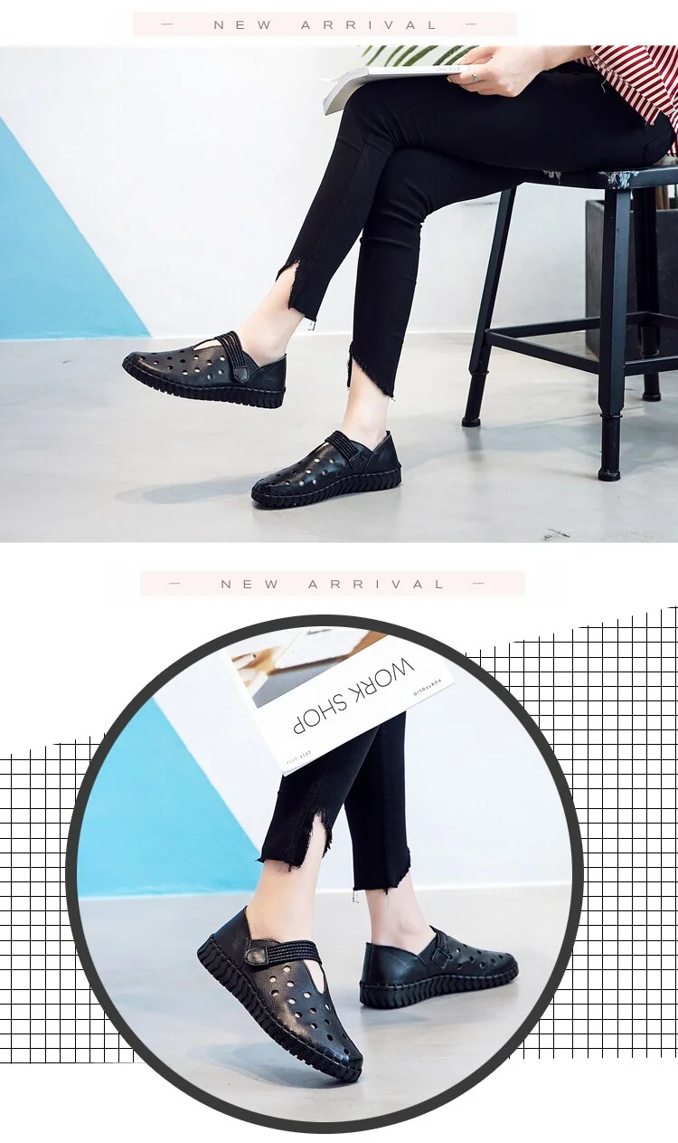 Fashion Women's Handmade Shoes Genuine Leather Flat Hollow Shoes Woman Loafers Soft Comfortable Casual Shoes Women Flats - Image 8