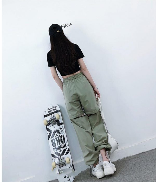 Spring Women Overalls Cargo Pants Unisex Hip Hop Ankle-Length Loose Pants Harajuku Plus Size Zipper knee High waist Haren Pants - Takalr