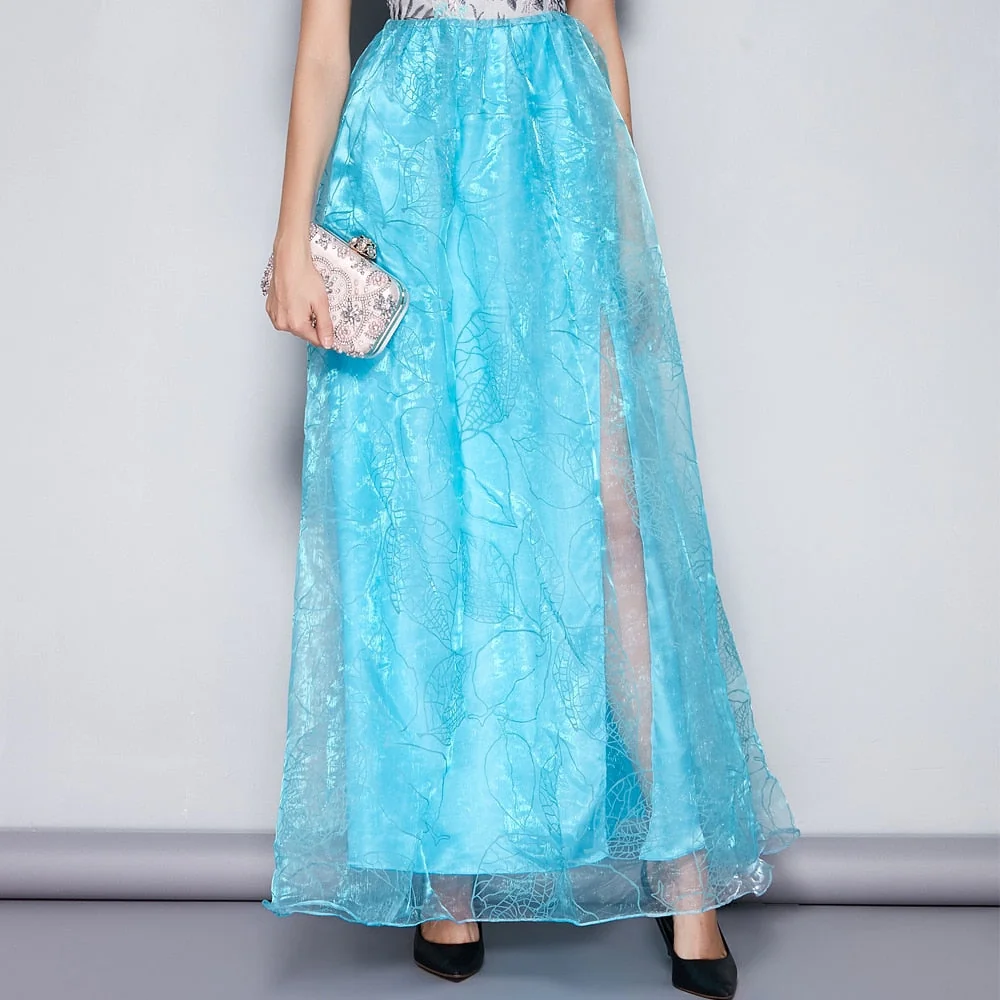 Women's O Neck Short Sleeves Embroidery Layered Elegant Party Dresses Prom Long Maxi Runway Dresses - Image 15