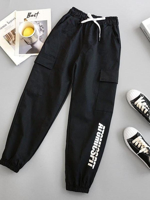 Letter Printed Women Cargo Pants Hip Hop Streetwear Women's Pants Women Casual Harem Pants Spring Sport Pants BF Harajuku - Takalr