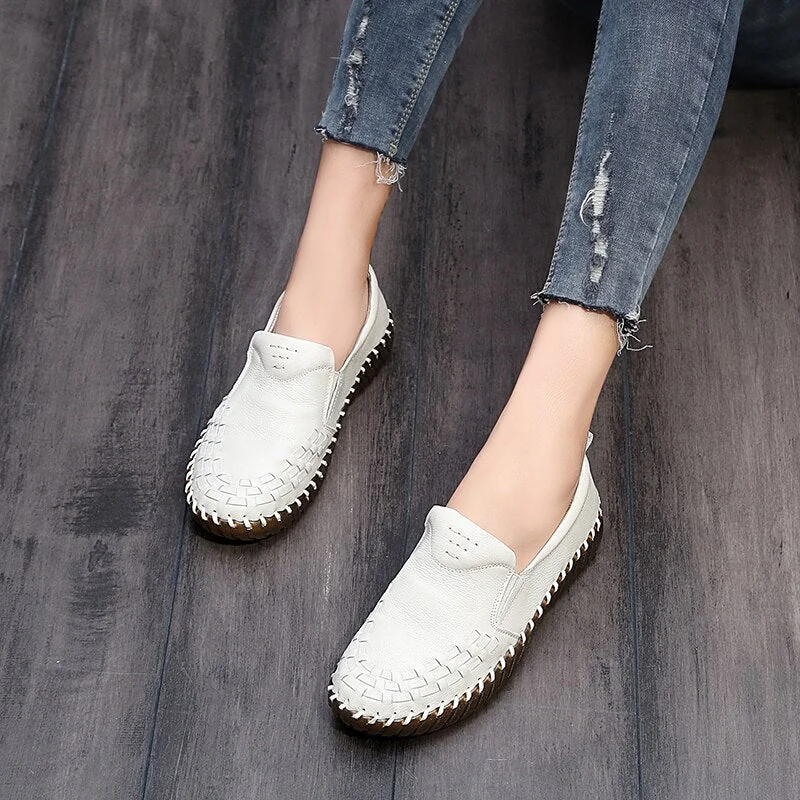 Genuine Leather Shoes Women Soft Women's Loafers Slip On Woman's Flats Shoe Flat Heel Moccasins Large Size 35-41 - Image 8