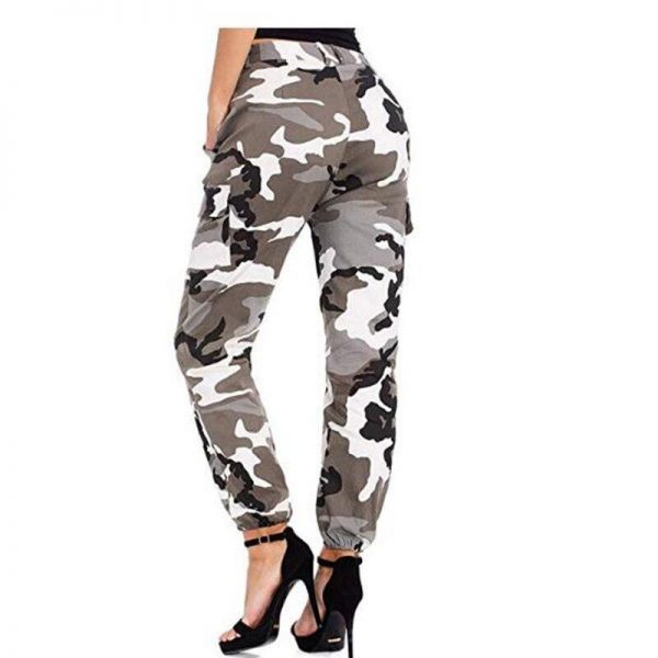 Printed Camouflage Loose Denim Casual Harem Pants Women’s Joggers High Waisted Slim Cargo Pants with Pockets Women Denim Jeans - Takalr