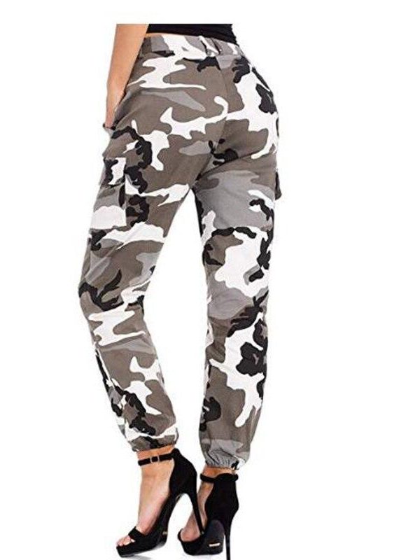 Printed Camouflage Loose Denim Casual Harem Pants Women’s Joggers High Waisted Slim Cargo Pants with Pockets Women Denim Jeans - Takalr