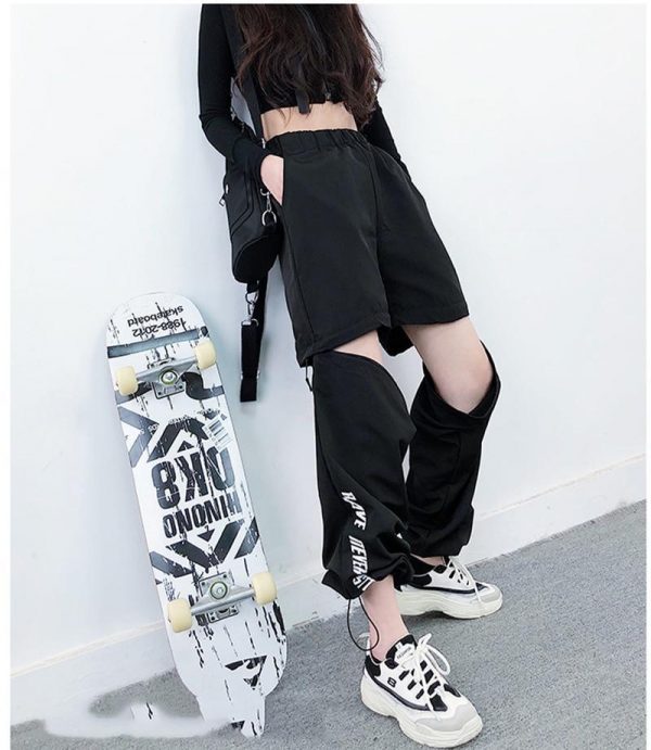 Spring Women Overalls Cargo Pants Unisex Hip Hop Ankle-Length Loose Pants Harajuku Plus Size Zipper knee High waist Haren Pants - Takalr