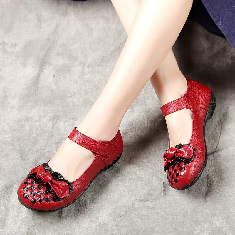 Spring Ladies Flats Hook & Loop Comfortable Women Shoes Round Toe Genuine Leather Casual Shoes Plus Size 35-41 - Image 7