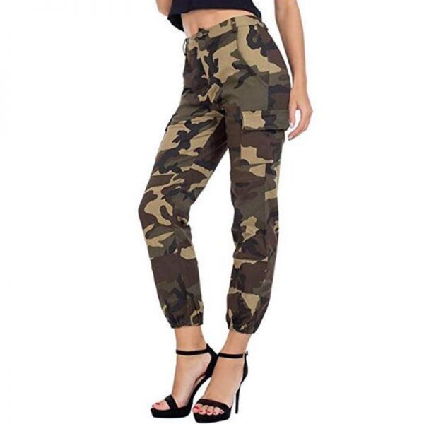 Printed Camouflage Loose Denim Casual Harem Pants Women’s Joggers High Waisted Slim Cargo Pants with Pockets Women Denim Jeans - Takalr