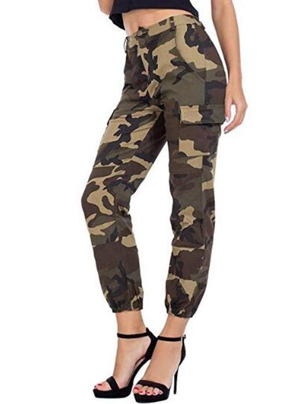 Printed Camouflage Loose Denim Casual Harem Pants Women’s Joggers High Waisted Slim Cargo Pants with Pockets Women Denim Jeans - Takalr