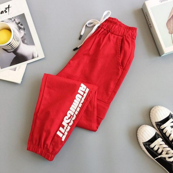 Letter Printed Women Cargo Pants Hip Hop Streetwear Women's Pants Women Casual Harem Pants Spring Sport Pants BF Harajuku - Takalr