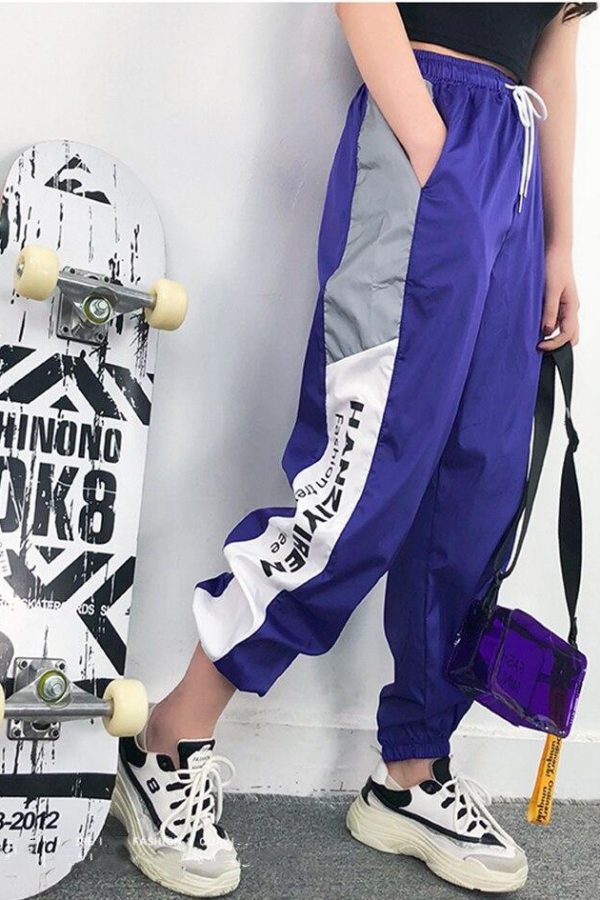 Autumn Harajuku BF Loose Sport Reflective Pants Women Hip Hop High Waist streetwear Cargo Pants Loose Joggers Women - Takalr