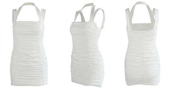 Summer Party Dress Women Sleeveless Bodycon Pleated Mini Dress - Takalr