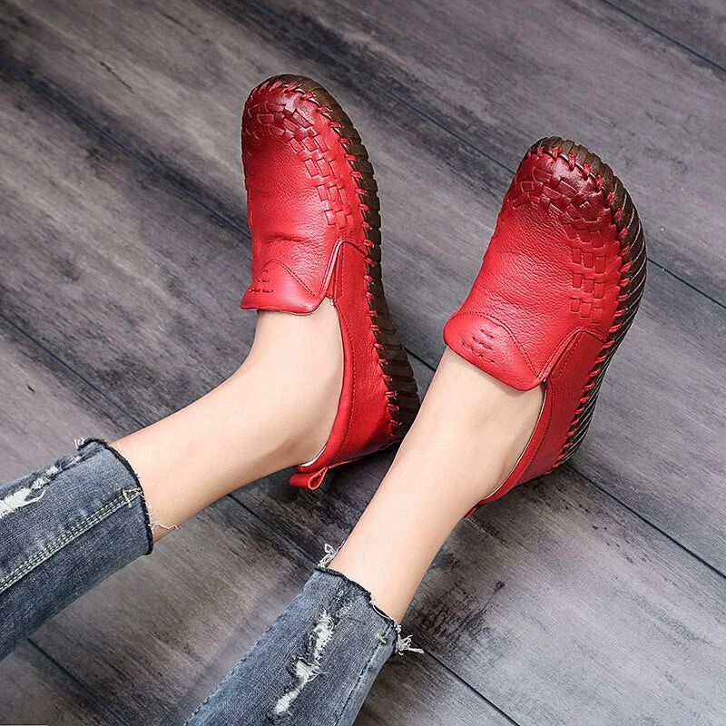 Genuine Leather Shoes Women Soft Women's Loafers Slip On Woman's Flats Shoe Flat Heel Moccasins Large Size 35-41 - Image 12