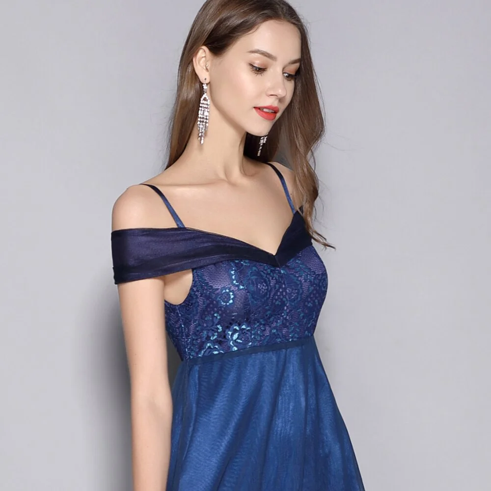 Women's Spaghetti Straps Sexy Off the Shoulder Elegant Party Prom Long Runway Dresses - Image 18