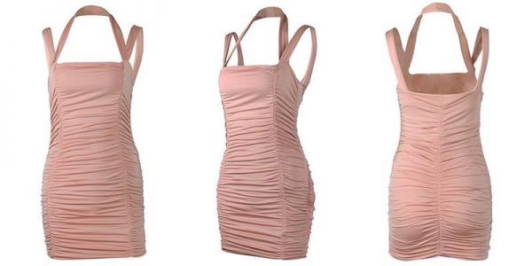 Summer Party Dress Women Sleeveless Bodycon Pleated Mini Dress - Takalr