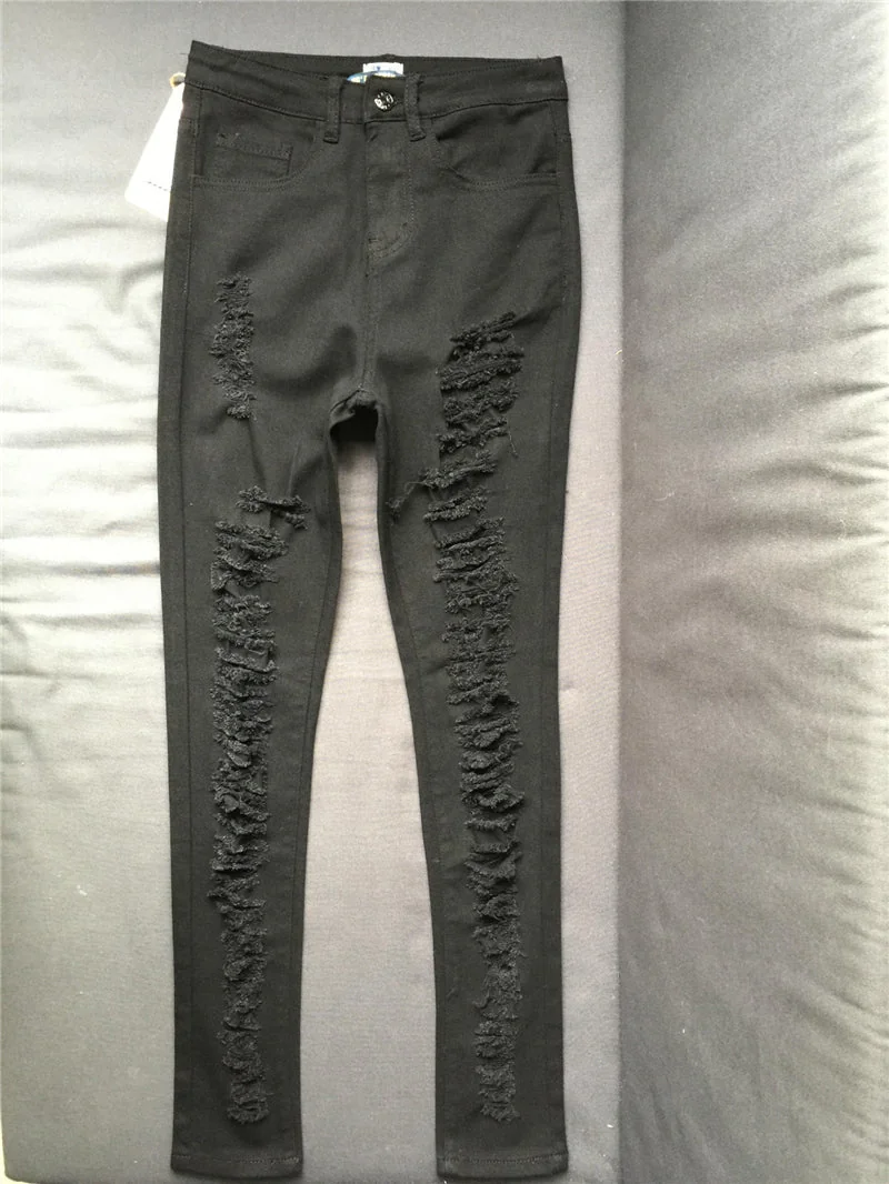 Ripped Jeans For Women Black Ripped Jeans Sexy Distressed Jeans Skinny High Waist Elastic Pencil Denim Trousers - Image 5