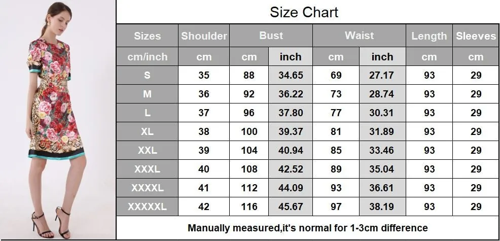 Women's Runway Dresses O Neck Short Sleeves Floral Printed Fashion Casual Pencil Summer Dresses - Image 4