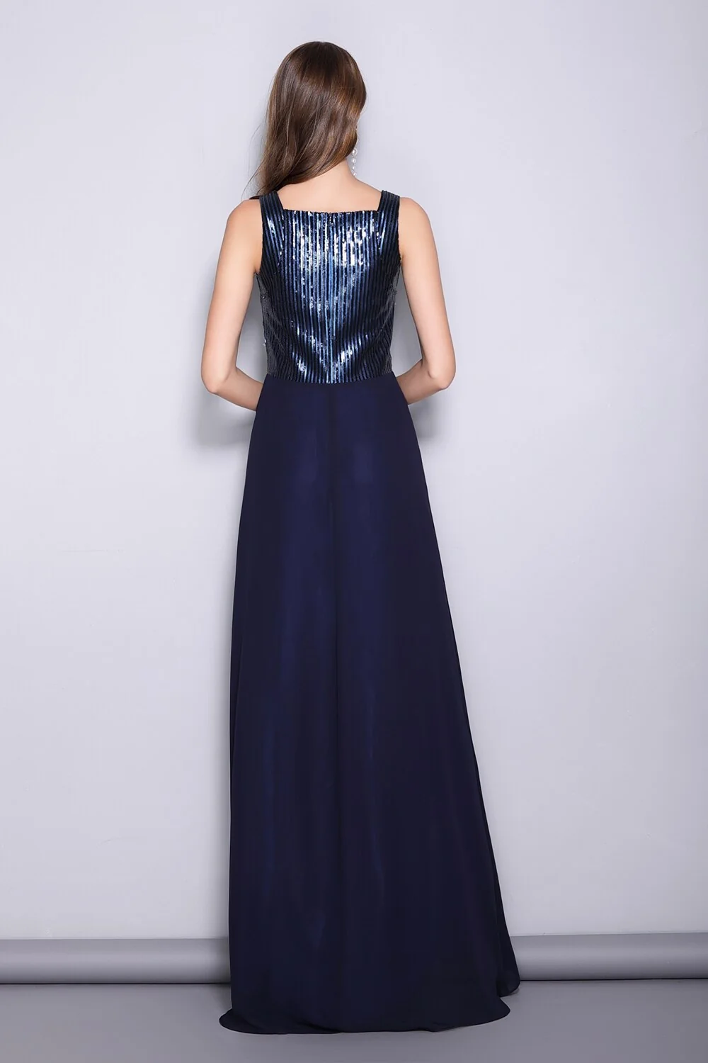 Women's Runway Dresses Sexy V Neck Sleeveless Sequined Bodice Split Party Prom Fashion Long Dresses - Image 6