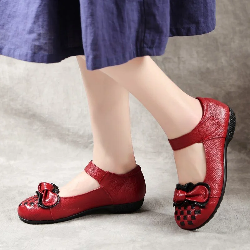 Spring Ladies Flats Hook & Loop Comfortable Women Shoes Round Toe Genuine Leather Casual Shoes Plus Size 35-41 - Image 10