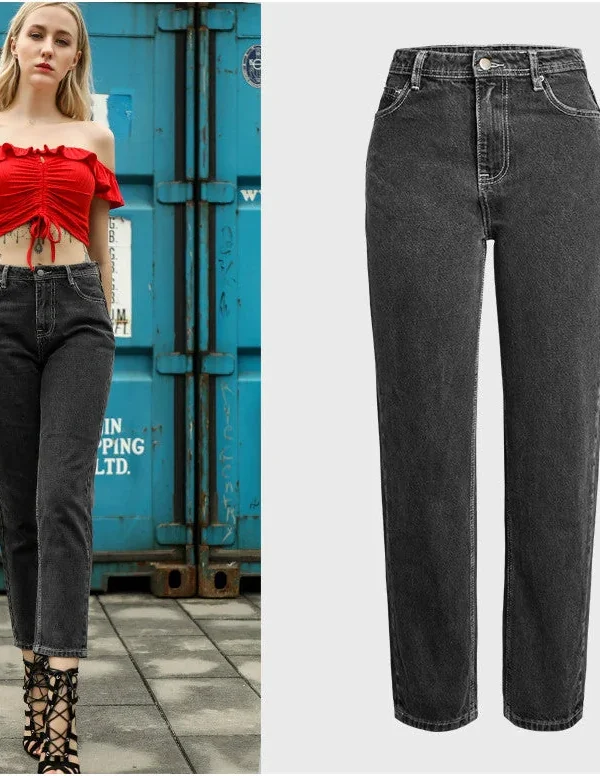 High Waist Straight Jeans Women Boyfriend Jeans Casual Denim Pants