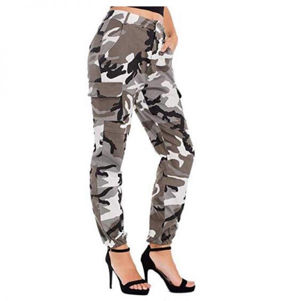 Printed Camouflage Loose Denim Casual Harem Pants Women’s Joggers High Waisted Slim Cargo Pants with Pockets Women Denim Jeans - Takalr