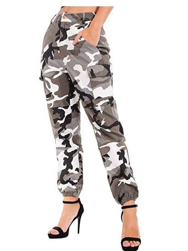 Printed Camouflage Loose Denim Casual Harem Pants Women’s Joggers High Waisted Slim Cargo Pants with Pockets Women Denim Jeans - Takalr