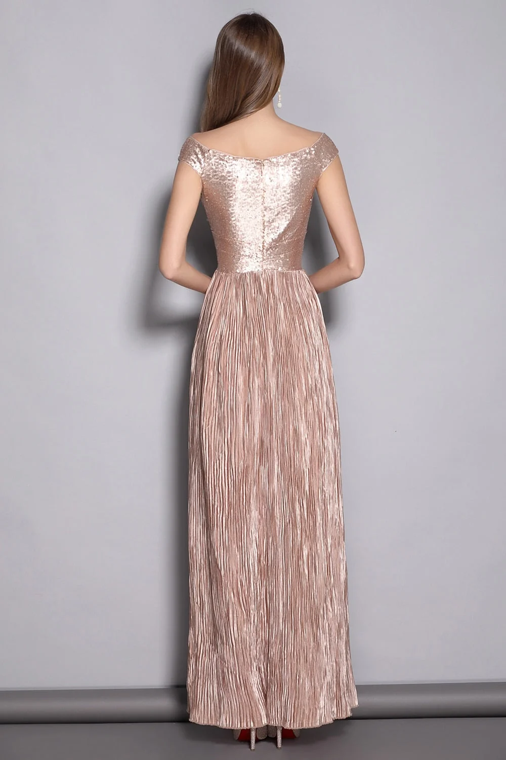 Women's O Neck Sleeveless Sequined Patchwork Elegant Long Party Prom Runway Dresses - Image 6
