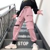 Autumn Streetwear women's pants embroidery Casual Cargo Pants Women Joggers Solid Big Pocket Pants High Waist Loose Female Pants - Takalr