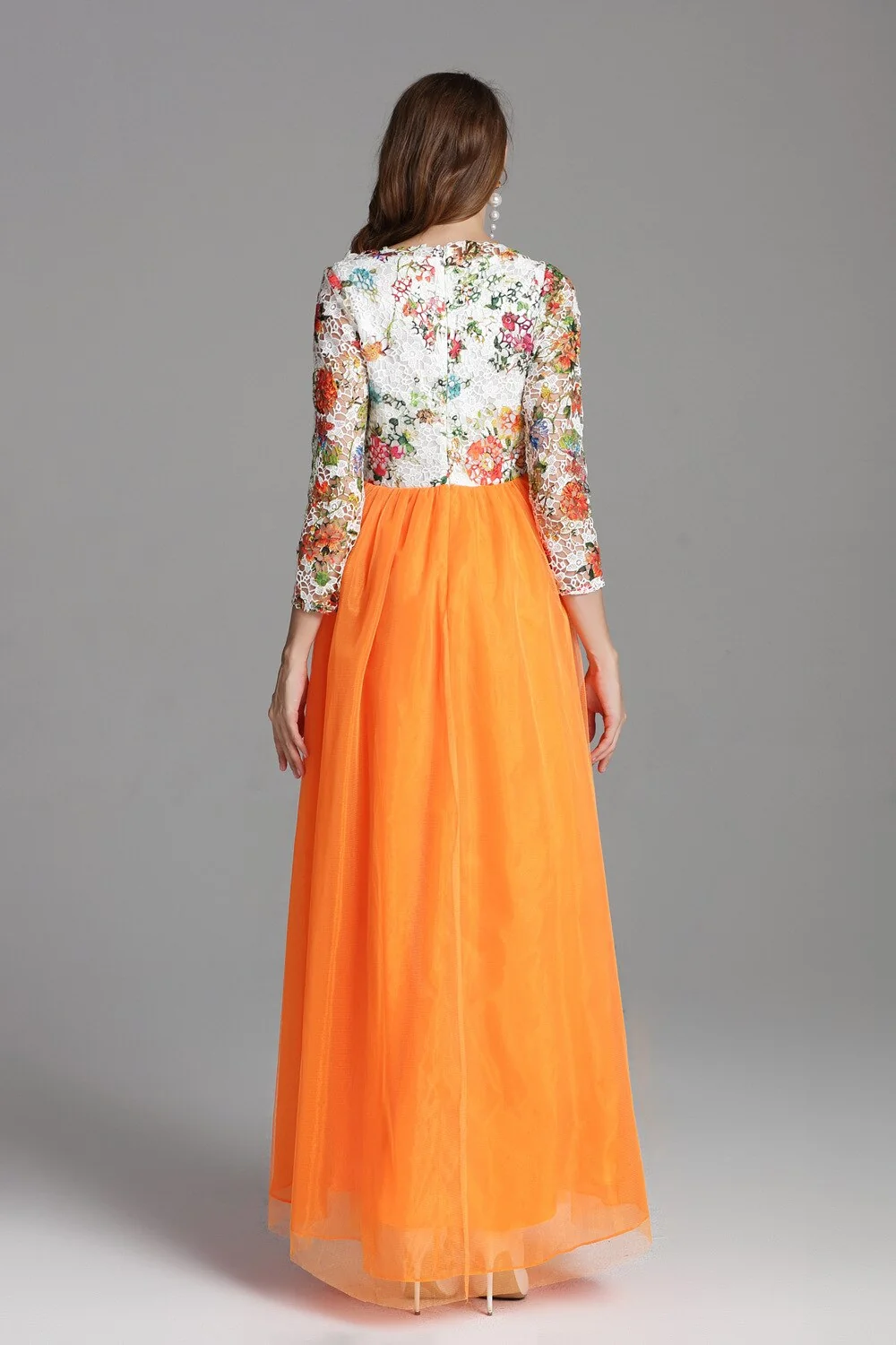 Women's Elegant Runway Dresses Autumn Slash Neckline Embroidery Lace Party Prom Long Sleeves Sequined Fashion Dresses - Image 6